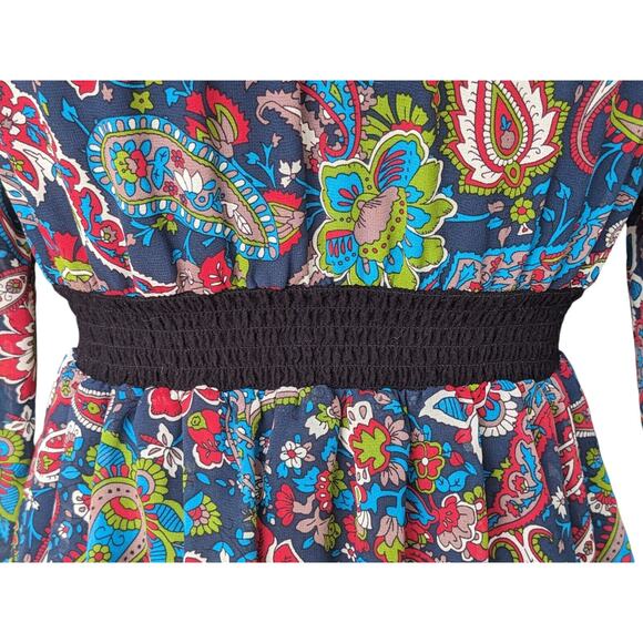 Flying Tomato Small Dirndl Dress Dark Floral Paisley Embroidered Whimsygoth - Picture 12 of 13